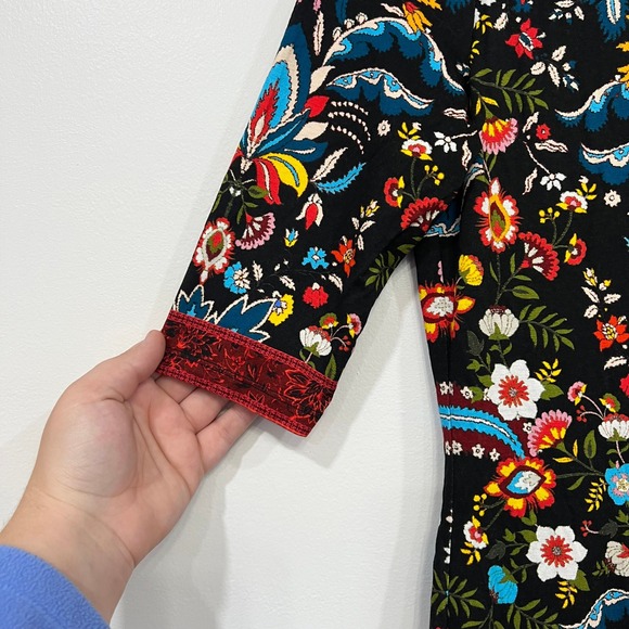 Alice + Olivia Womens Delora Dress 8 Fitted Crewneck Midi Multicolor Stretch - Picture 3 of 8